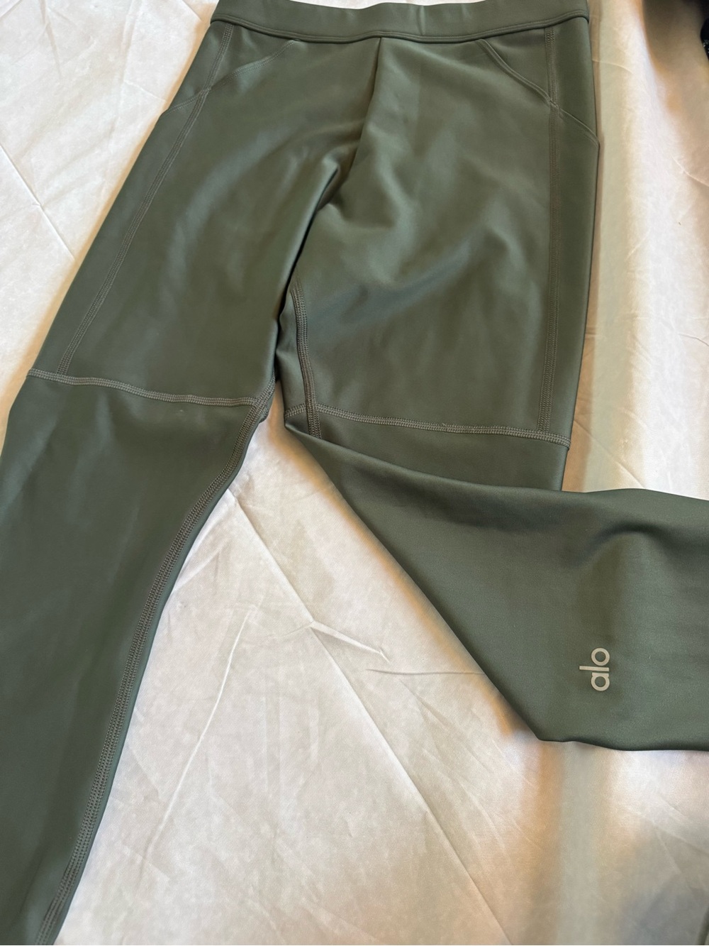 Alo Yoga High Waist Airlift Legging Small Green Olive Full Length Compression - Picture 3 of 7
